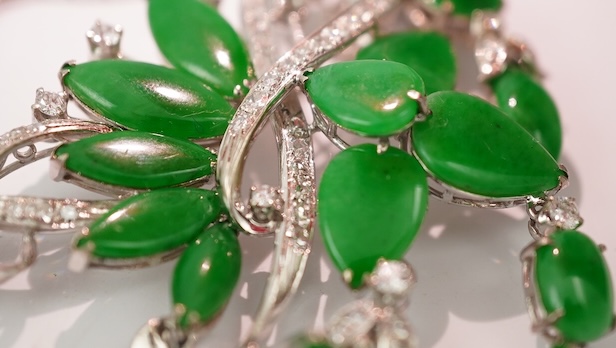 A jadeite and diamond demi-parure, 1960s